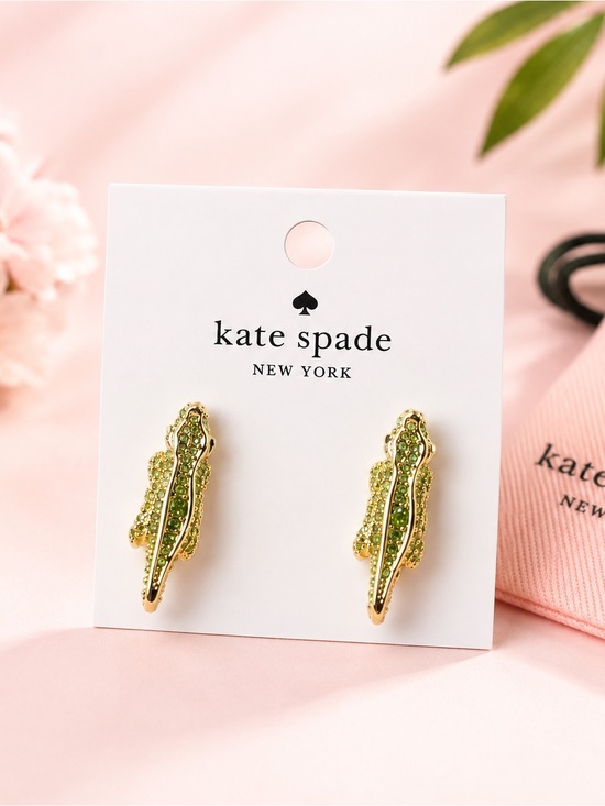 kate spade Jewelry - kate spade Gold and Green Alligator Stud Earrings